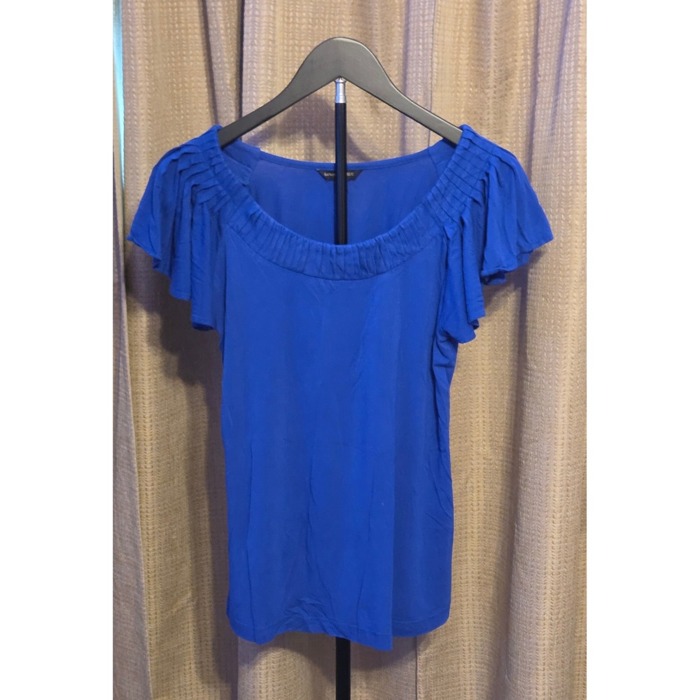 Banana Republic Short Sleeve Shirt Womens Size Medium Blue Pleated Top